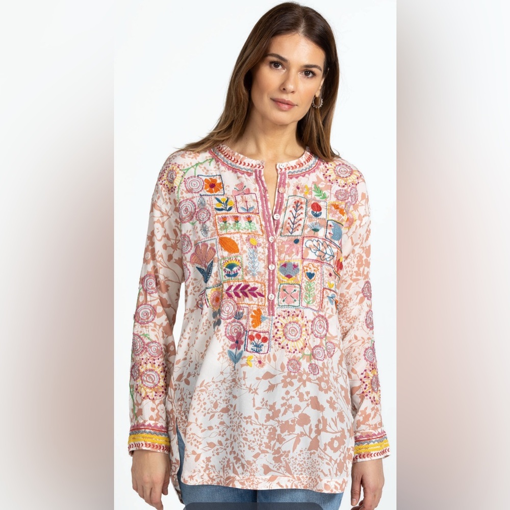 Johnny Was Floral Embroidered Tunic